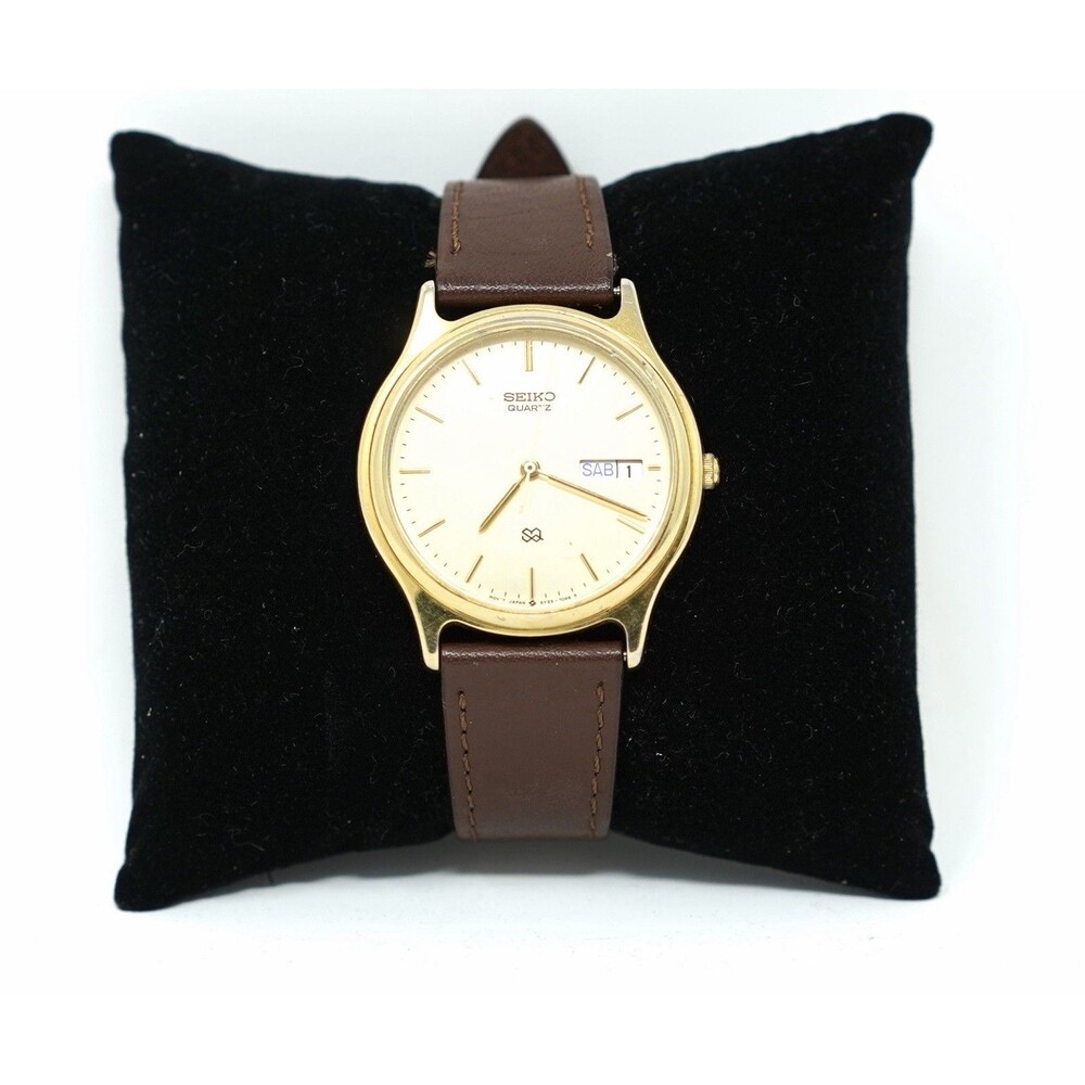 Vintage Seiko QuartzSQDayDate GoldToneWRMen’s Watch 5H23-7B09Classic Dress Watch
